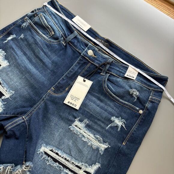 Judy Blue Mid-Rise Patch Cut Off Shorts denim jean size  3XL new - Picture 8 of 12